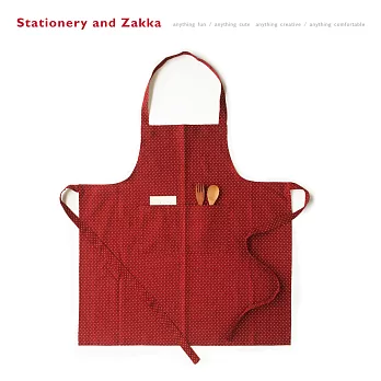 手感溫度長版圍裙‧愛上村上春樹(紅豆水玉)