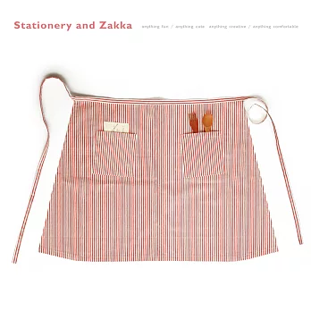 手感溫度日式短版圍裙‧愛上村上春樹(櫻色直紋)