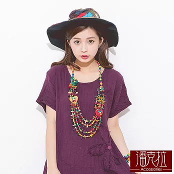 【潘克拉Accessories】泰國手工椰殼彩色項鍊-愛心糖果彩色