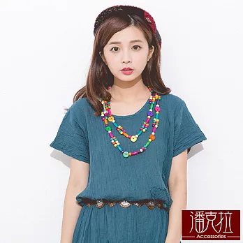 【潘克拉Accessories】泰國手工椰殼彩色項鍊-60年代無彩色