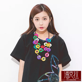 【潘克拉Accessories】泰國手工椰殼彩色項鍊-70年代彩色