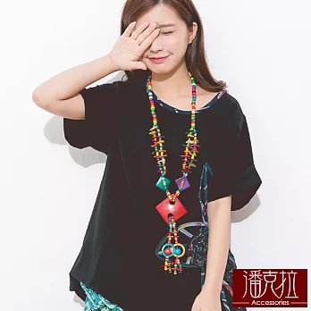 【潘克拉Accessories】泰國手工椰殼彩色項鍊-菱形彩色