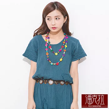 【潘克拉Accessories】泰國手工椰殼彩色項鍊-M&M彩色