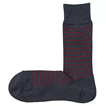 [MUJI 無印良品]男棉混橫紋直角襪煙燻藍26~28cm