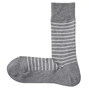 [MUJI 無印良品]男棉混橫紋直角襪灰色25~27cm