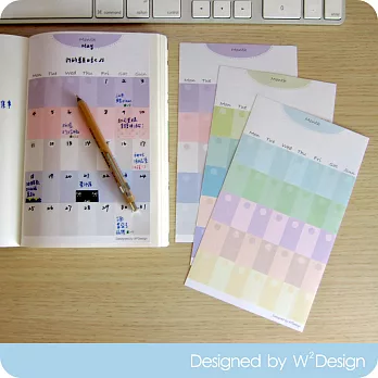 [W2Design] 彩虹年華DIY手帳月曆貼x12枚入彩虹年華