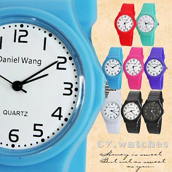 【Daniel Wang】4118-日系 馬卡龍輕薄數字學生錶(天空藍)