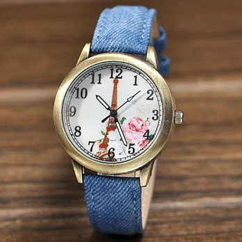 Watch-123 凡爾賽玫瑰-巴洛克歐風懷舊古著腕錶 (三色可選)藍色