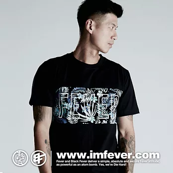 熱血FEVER FLOWER 拼接TEE-黑S黑色