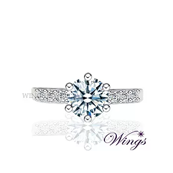 Wings 唯你 925純銀鍍白K金 進口方晶鋯石美鑽戒指 美圍7號