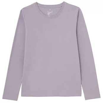 [MUJI 無印良品]女有機棉圓領長袖T恤XS粉紫