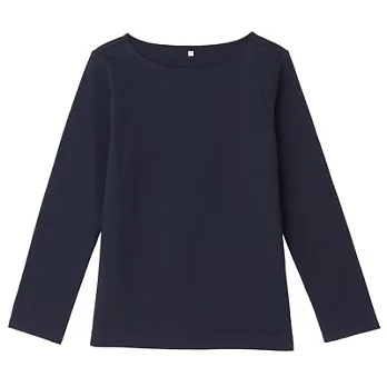 [MUJI 無印良品]女有機棉粗織長袖T恤M深藍