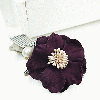 【PinkyPinky Boutique】好甜美花朵髮夾(深紫色)