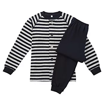 [MUJI 無印良品]兒童有機棉接結輕鬆換穿長袖睡衣110深藍橫紋