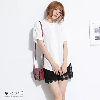 【KatieQ】釘釦領素襯衫(2色)-FREEFREE白