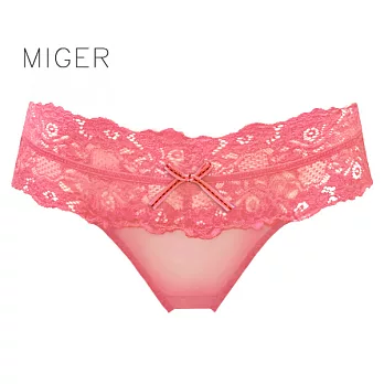 [MIGER密格內衣]經典蕾絲網紗低腰三角內褲-台灣製-8362-FREE粉桃