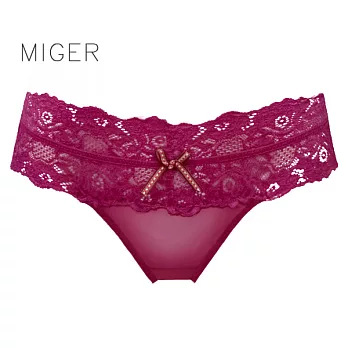 [MIGER密格內衣]經典蕾絲網紗低腰三角內褲-台灣製-8362-FREE葡萄紫
