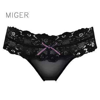 [MIGER密格內衣]經典蕾絲網紗低腰三角內褲-台灣製-8362-FREE黑色