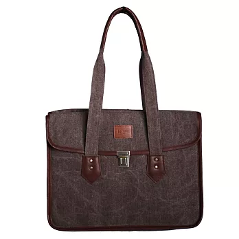 layoo 來喲│[醫生包]真皮帆布電腦公事包水洗咖啡