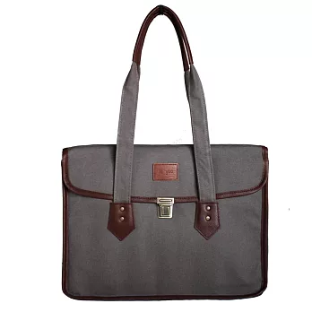 layoo 來喲│[醫生包]真皮帆布電腦公事包紳士灰