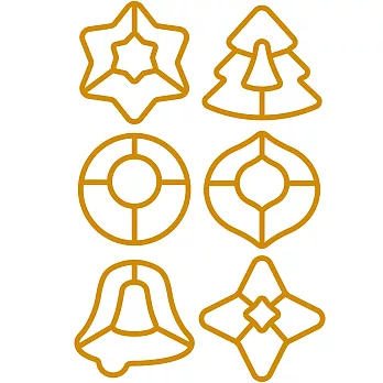 《TESCOMA》雙色緞帶+掛環餅乾模6件(鏤空聖誕)