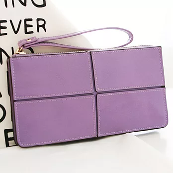 AmaZing 韓國油蠟皮粉彩大容量拉鍊手機/手拿包 (7色可選)紫色