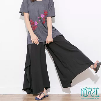 【潘克拉】亮銀腰頭大象八角褲(黑)-FREEFREE黑