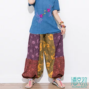 【潘克拉】東瀛風印花燈籠褲(2色)-FREEFREE拼色