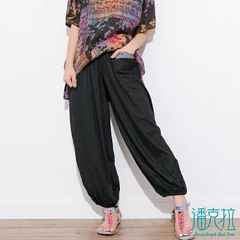 【潘克拉】東瀛風立體口袋燈籠褲(2色)-FREEFREE黑