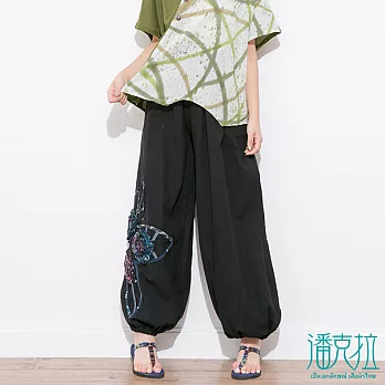 【潘克拉】立體拼花燈籠褲-FREEFREE黑