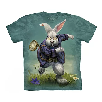 【摩達客】美國進口The Mountain 愛麗絲夢遊白兔 純棉環保短袖T恤S大人版