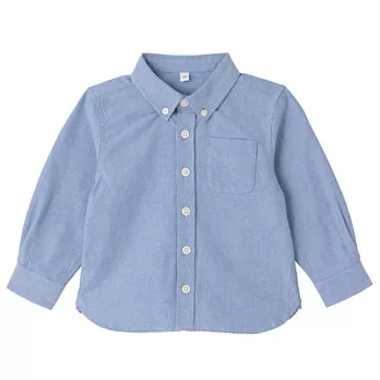 [MUJI 無印良品]幼兒有機棉牛津布扣領襯衫80淡藍