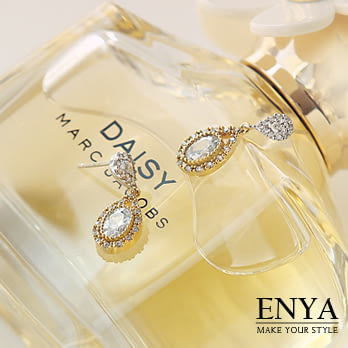 Enya★925銀 璀燦年華水鑽耳環金色