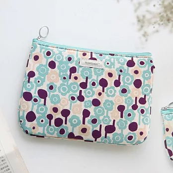 Livework Promenade 森林漫步棉質萬用收納包-湖水綠