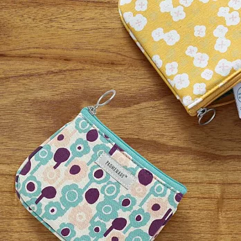 Livework Promenade 森林漫步棉質拉鍊零錢包S-湖水綠