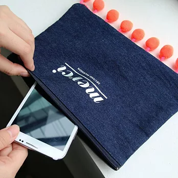 PlanD MERCI 水母波波萬用收納包M-丹寧風