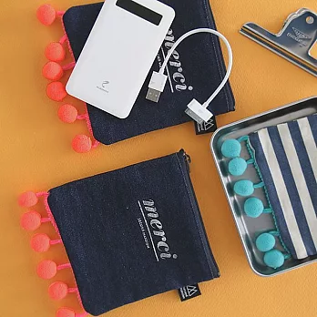 PlanD MERCI 水母波波萬用收納包S-丹寧風