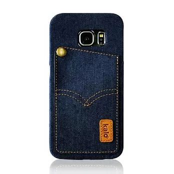 Kalo卡樂創意 Galaxy S6 edge 丹寧牛仔口袋保護殼 手機殼 背蓋深藍色