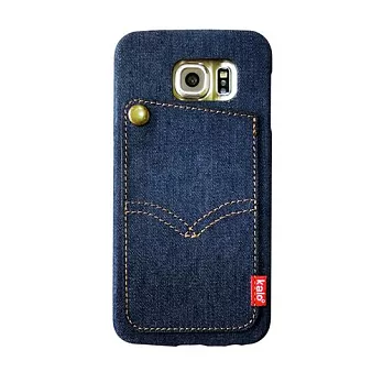 Kalo 卡樂創意 Galaxy S6 丹寧牛仔口袋保護殼 手機殼 背蓋深藍色