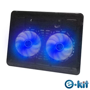 逸奇e-Kit CKT-N139 12cm雙風扇超薄筆電散熱墊(黑)黑