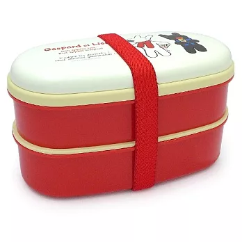 麗莎和卡斯柏-雙層便當盒(附15公分筷子+束繩)