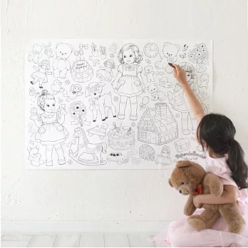 afrocat 復古娃娃DIY手繪塗鴉兒童著色大海報V1-紙娃娃