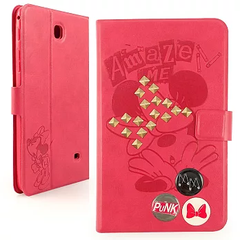 Disney Samsung GALAXY Tab 4 7.0 時尚搖滾鉚釘米妮壓紋可立式皮套鉚釘米妮