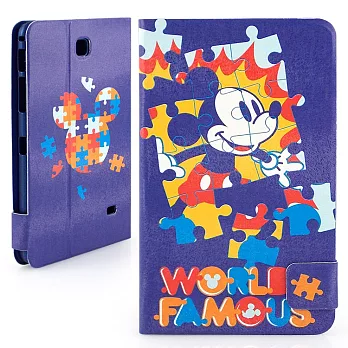 Disney Samsung Galaxy tab4 7.0 可愛拼圖米奇彩繪側掀可立式皮套拼圖米奇
