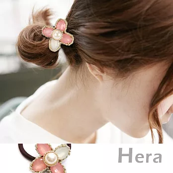 【Hera】赫拉 果凍感綴蕾絲珍珠四葉草髮圈/髮束(果凍粉)