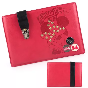 Disney 時尚書包扣鉚釘搖滾米妮8吋通用平板保護包搖滾米妮