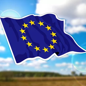 【國旗商品創意館】歐盟國旗飄揚抗ＵＶ、防水貼紙2入／EU／世界多國款可選購