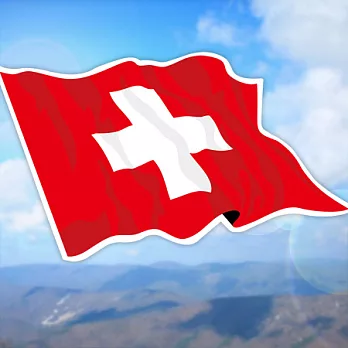 【國旗商品創意館】瑞士國旗飄揚抗ＵＶ、防水貼紙2入／Switzerland／世界多國款可選購