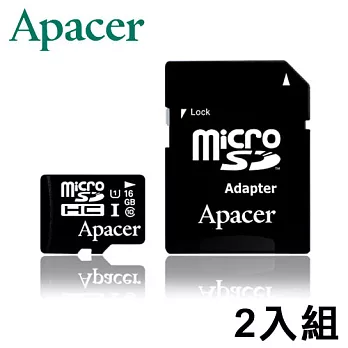 『2入組』Apacer 宇瞻 16G MicroSDHC UHS-I Class10 記憶卡