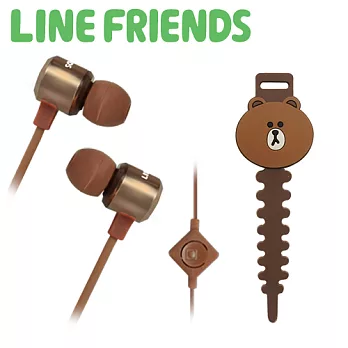 LINE FRIENDS 經典造型耳塞式線控耳機-熊大(LN-EM12)